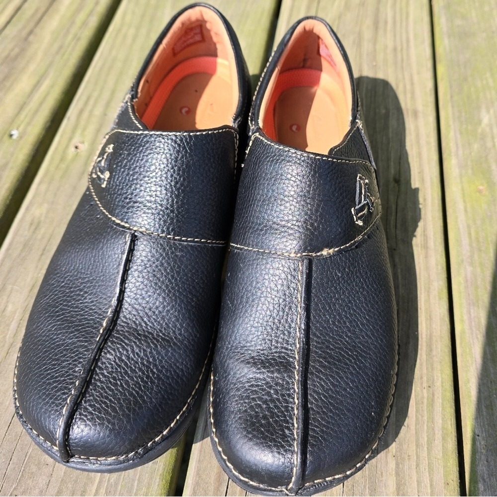 Clarks Unstructured UnLoop Black Pebbled Leather Loafers Slip On Shoes Women 9